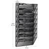 Mind Reader Wall File Organizer, 8 Pocket Hanging Document Rack, Office Wall Mount, Metal Mesh, Black