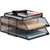 Mind Reader 2 Tier Paper Tray with Top Supply Compartment, Desktop File Organizer, Metal Mesh, Black(Black)