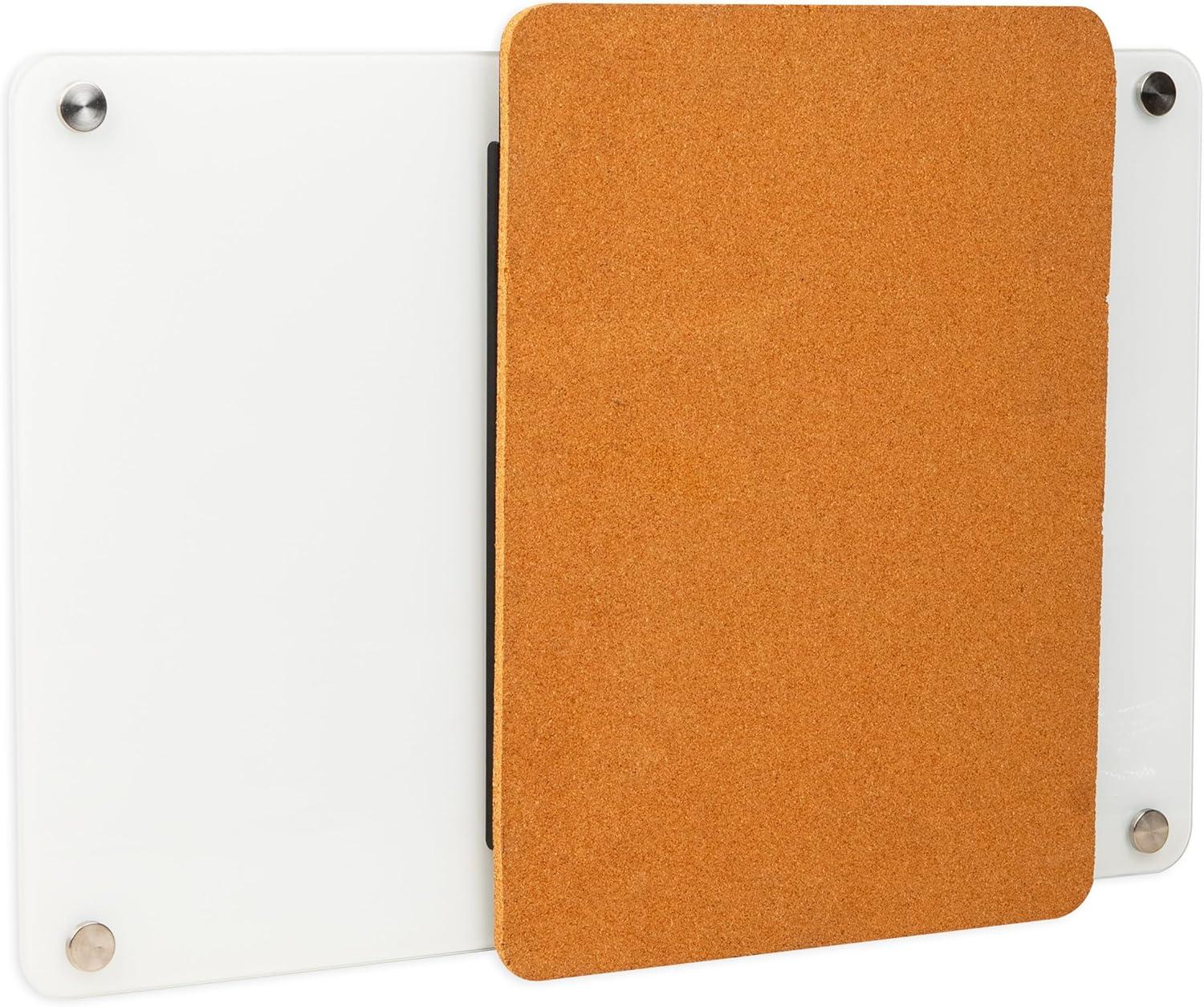 imageMind Reader Glass Dry Erase Board with Sliding Corkboard Wall Mounted Combination Whiteboard and Bulletin Board 28quot x 195quot