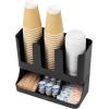 Mind Reader 6 Compartment Upright Breakroom Coffee Condiment and Cup Storage Organizer, Black(Classic Black)
