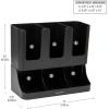 Mind Reader 6 Compartment Upright Breakroom Coffee Condiment and Cup Storage Organizer, Black(Classic Black)