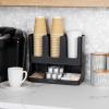 Mind Reader 6 Compartment Upright Breakroom Coffee Condiment and Cup Storage Organizer, Black(Classic Black)