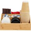 Mind Reader Coffee Condiment and Accessories Caddy Organizer with 9 Organizing Compartments, Bamboo Brown