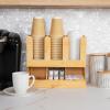 Mind Reader Cup and Condiment Station, Countertop Organizer, Coffee Bar, Kitchen, Bamboo, 13.625″L x 6.75″W x 11.5″H, Brown