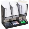 Mind Reader 6 Compartment Upright Breakroom Coffee Condiment and Cup Storage Organizer, Black(Black Mesh)