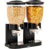Mind Reader Double Cereal Dispenser for Countertop, 2 x 2L Airtight Containers, Rotating Dry Food Dispenser for Cereal, Rice, Candy, Coffee Beans, White(Black)