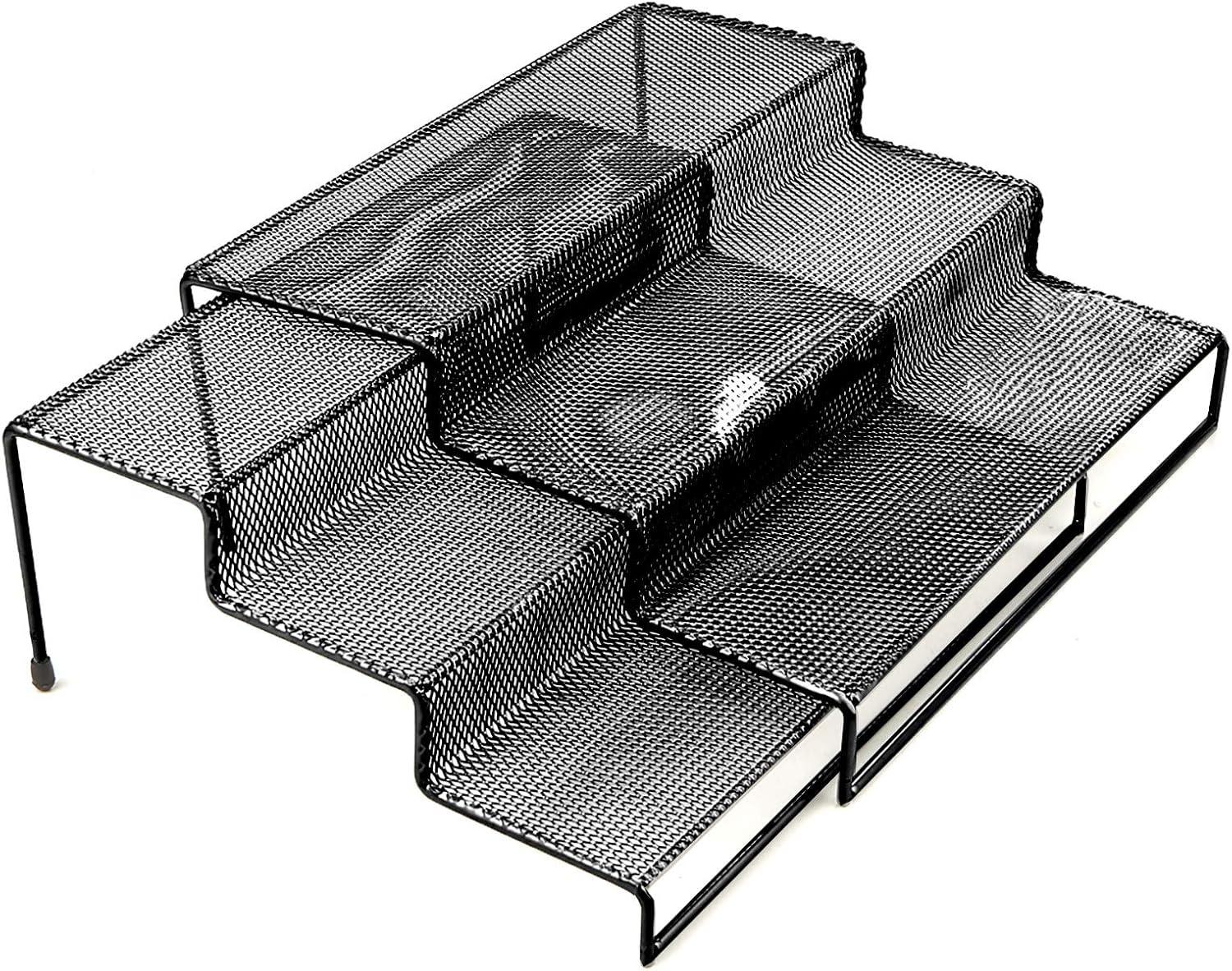 imageMind Reader 3TSHELF2BLK 3 Tier Multi Purpose Kitchen Storage Organizer Steps 2 Pack Metal Mesh BlackBlack