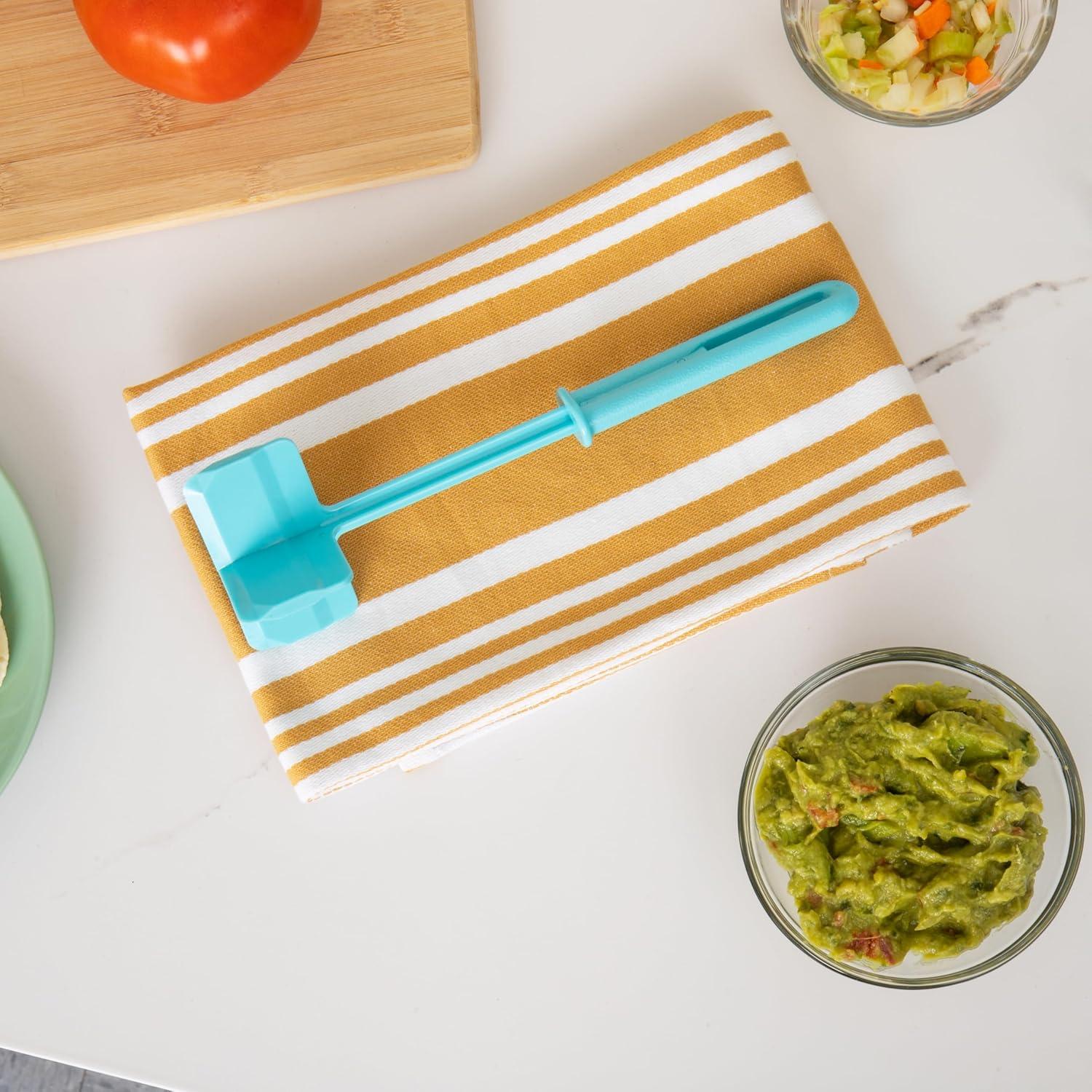 imageMind Reader Meat Chopper Spatula Heat Resistant Kitchen Tool for Mixing Cutting Mashing Dicing Ground Beef Avocado Pack of 2 Nylon Light BlueLight Blue