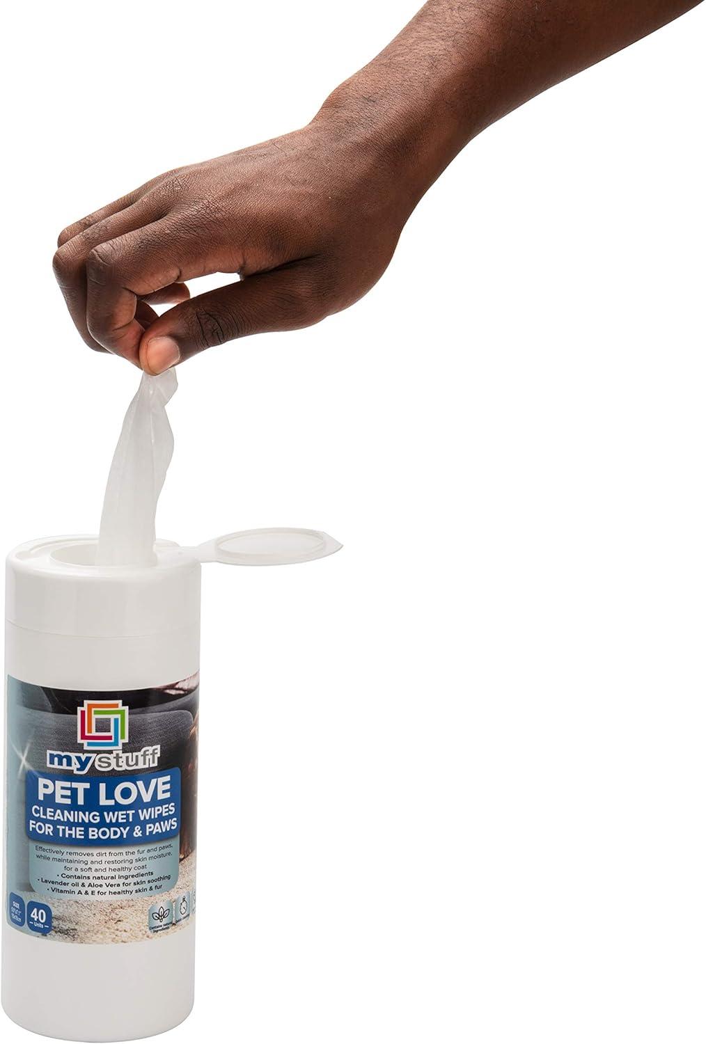 imageMind Reader Pet Fur Cleaning Wipes Natural Pet Body and Paw Cleaning Wipes Aloe Vera ampamp Lavender Oil 40ct Pack of 2