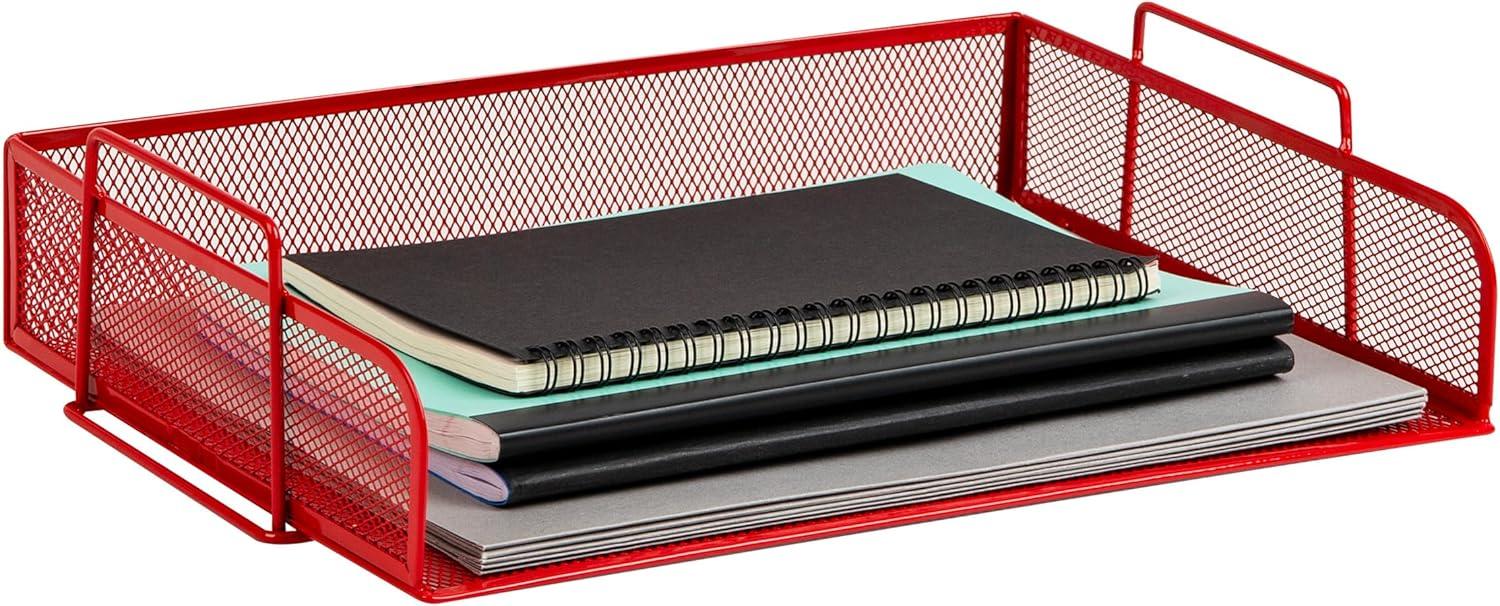imageMind Reader Stackable Paper Tray Desktop Organizer File Storage Office Metal Mesh 4 Pcs SilverAssorted Colors