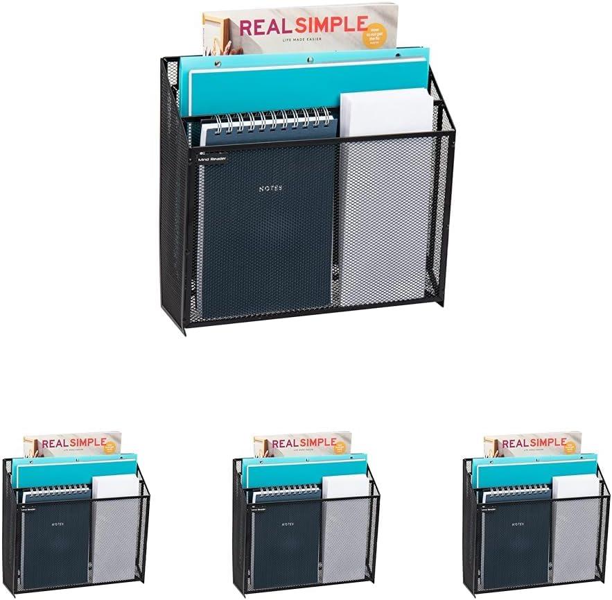 imageMind Reader Vertical File Storage Desktop Organizer Wall Mount Office Metal Mesh 125quot L x 375quot W x 115quot H BlackBlack