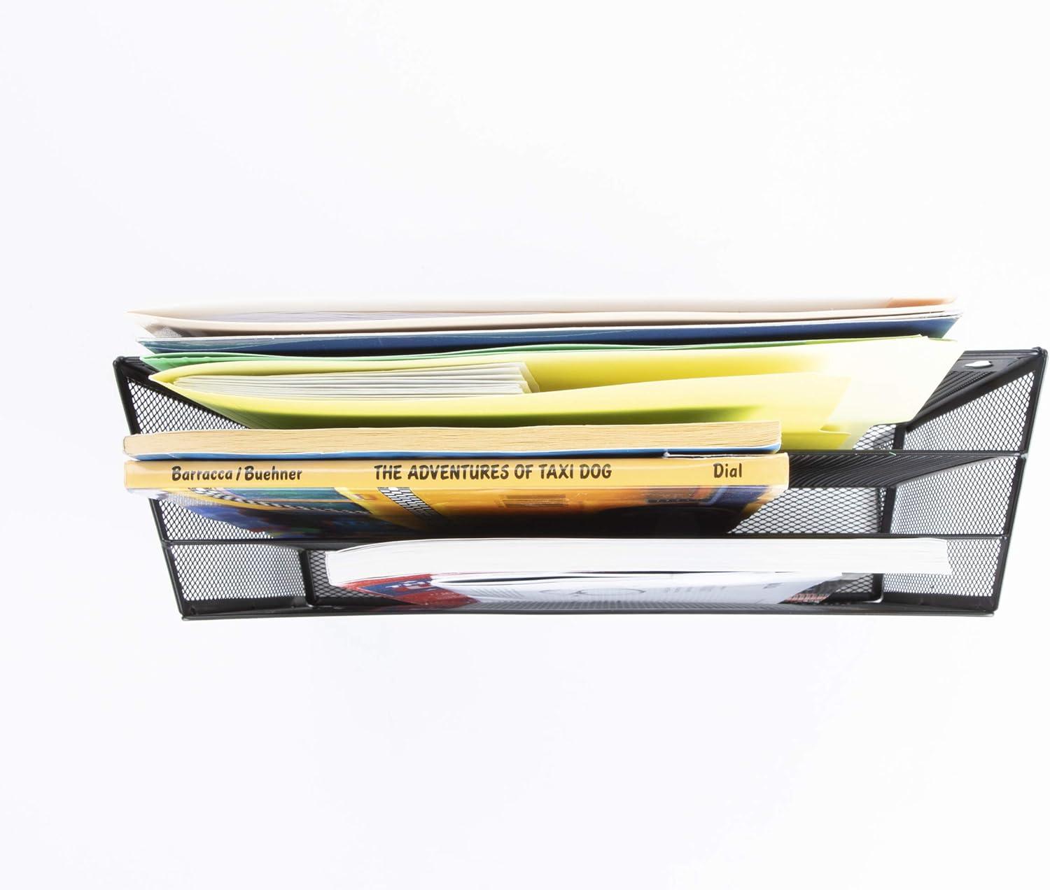 imageMind Reader Vertical File Storage Desktop Organizer Wall Mount Office Metal Mesh 125quot L x 375quot W x 115quot H BlackBlack