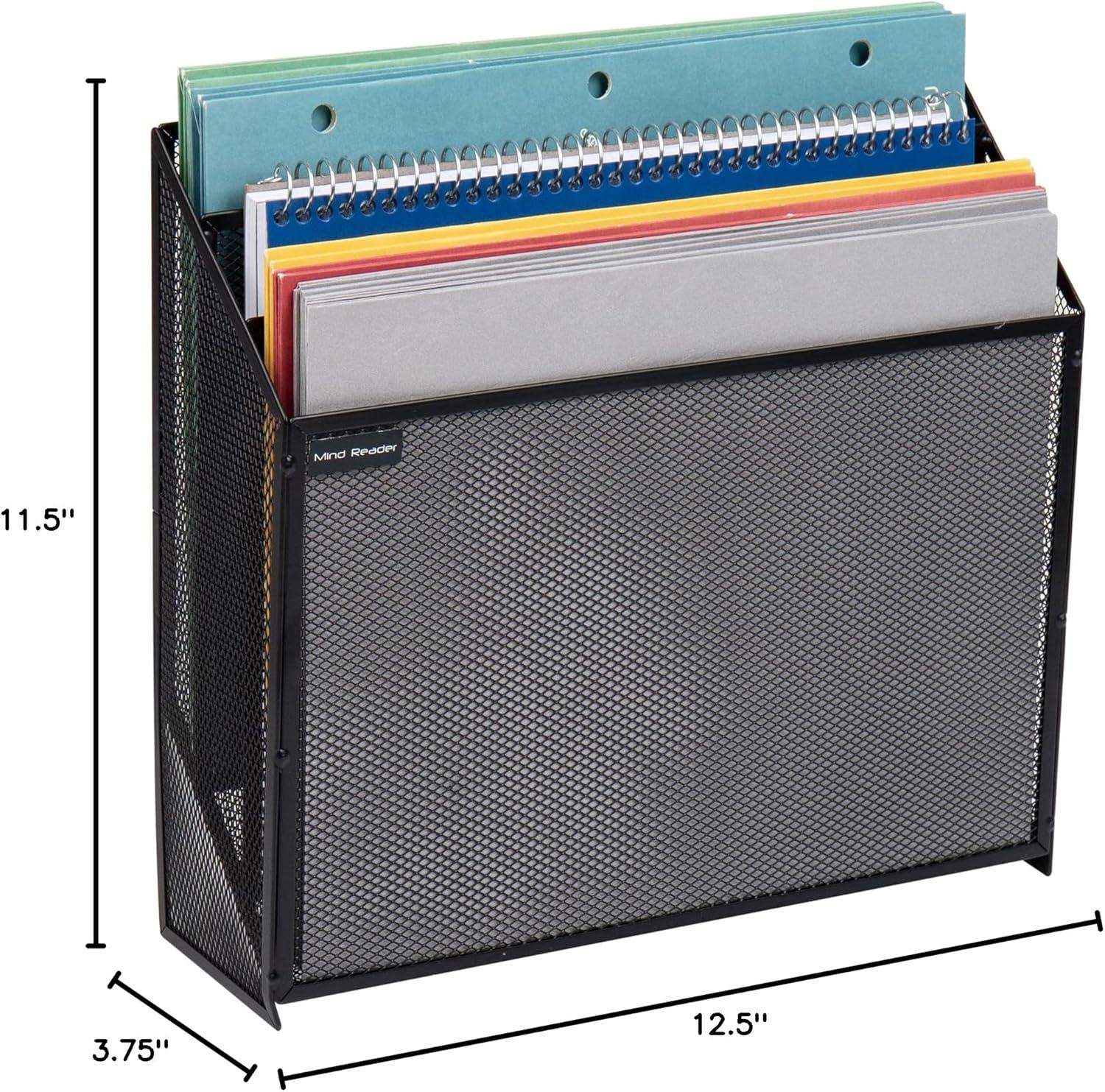 imageMind Reader Vertical File Storage Desktop Organizer Wall Mount Office Metal Mesh 125quot L x 375quot W x 115quot H BlackBlack