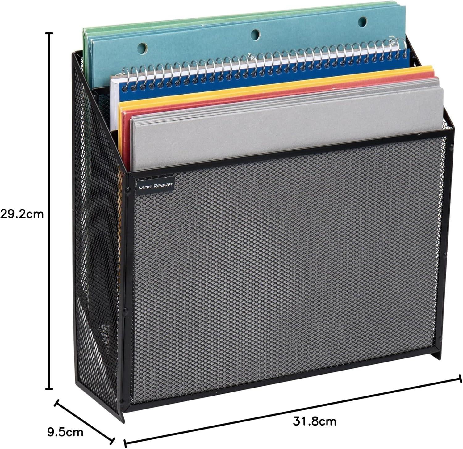 imageMind Reader Vertical File Storage Desktop Organizer Wall Mount Office Metal Mesh 125quot L x 375quot W x 115quot H BlackBlack