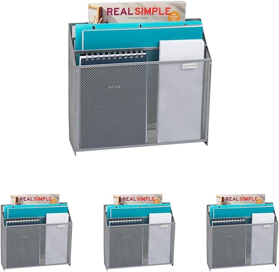 imageMind Reader Vertical File Storage Desktop Organizer Wall Mount Office Metal Mesh 125quot L x 375quot W x 115quot H BlackSilver