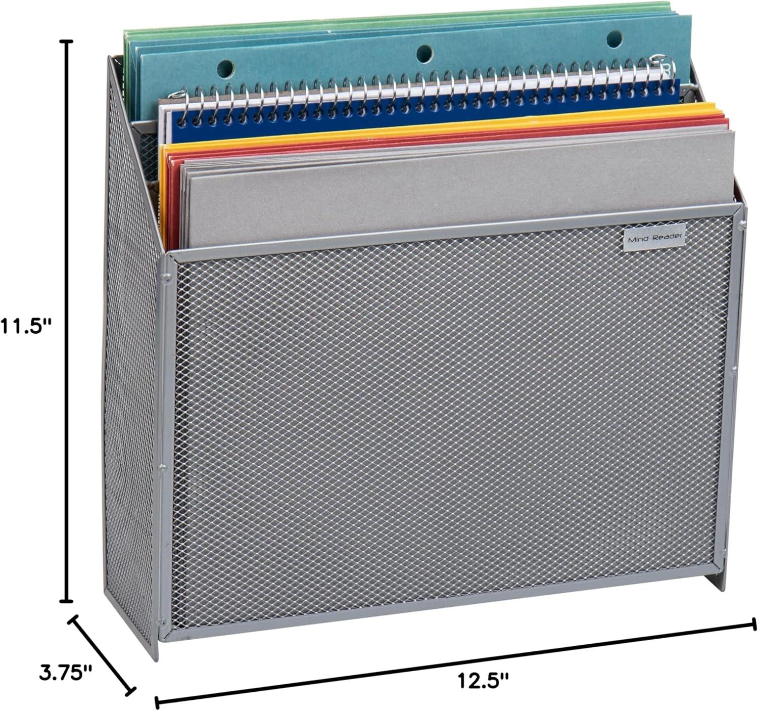 imageMind Reader Vertical File Storage Desktop Organizer Wall Mount Office Metal Mesh 125quot L x 375quot W x 115quot H BlackSilver