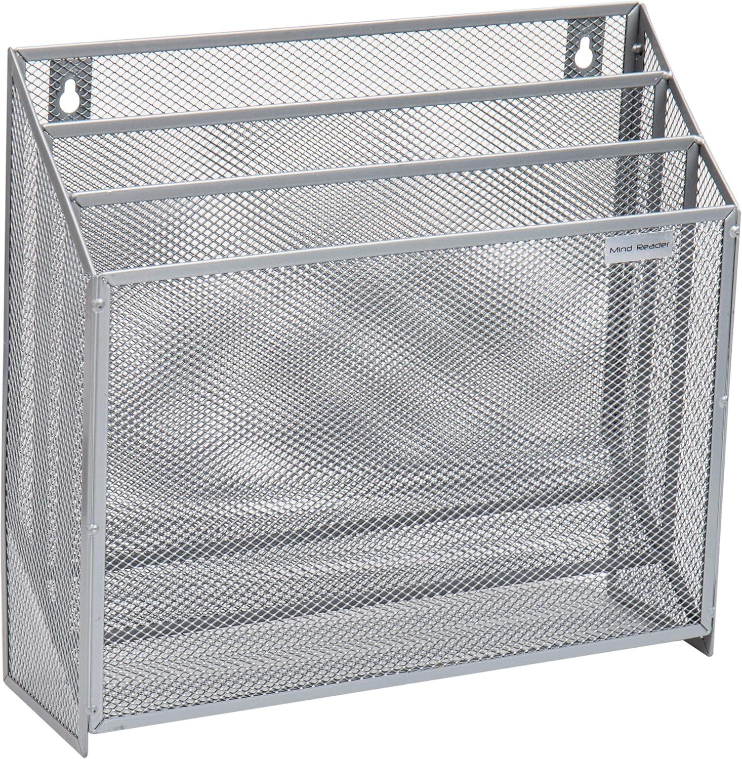 imageMind Reader Vertical File Storage Desktop Organizer Wall Mount Office Metal Mesh 125quot L x 375quot W x 115quot H BlackSilver
