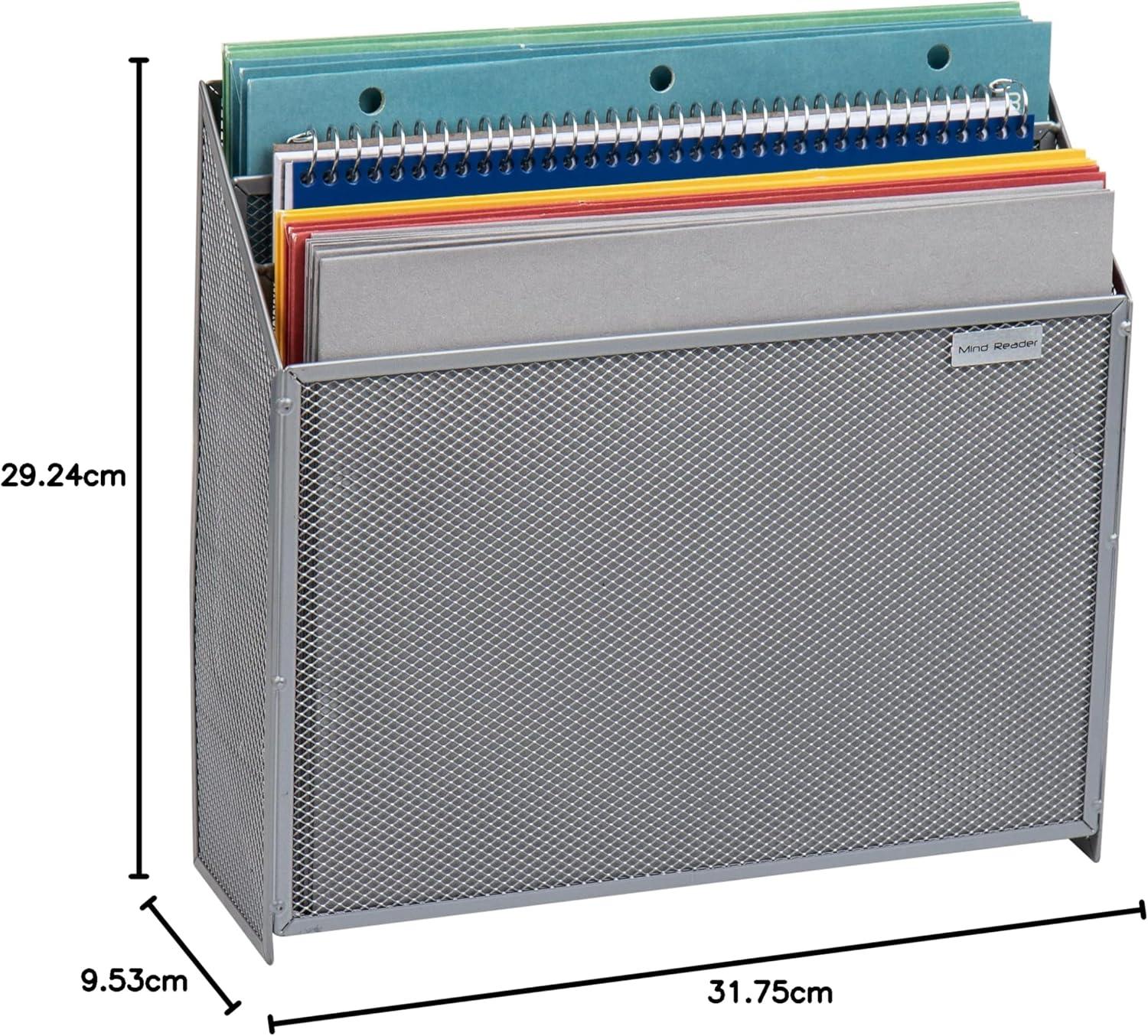 imageMind Reader Vertical File Storage Desktop Organizer Wall Mount Office Metal Mesh 125quot L x 375quot W x 115quot H BlackSilver