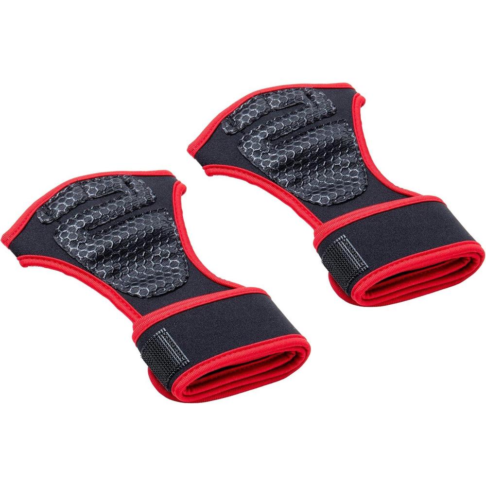 imageMind Reader PullUp Glove Set Secure Finger Holes Textured NonSlip Grip for ChinUp Bars Gymnastics Circus Training Aerial or Pole Fitness Large Red