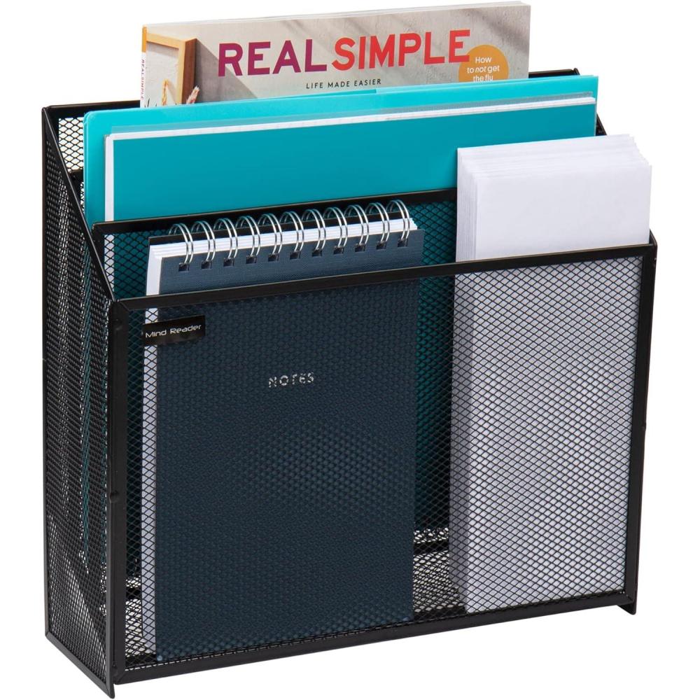 imageMind Reader Vertical File Storage Desktop Organizer Workspace Office Metal Mesh 125quot L x 375quot W x 115quot H BlackSingle