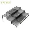 Mind Reader 3TSHELF2-BLK 3 Tier Multi Purpose Kitchen Storage Organizer Steps, 2 Pack, Metal Mesh, Black(Black)