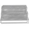 Mind Reader 3TSHELF2-BLK 3 Tier Multi Purpose Kitchen Storage Organizer Steps, 2 Pack, Metal Mesh, Black(Silver)