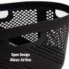 Mind Reader 40L Laundry Basket, Clothes Hamper, Premium Wicker Design, Plastic, Set of 2, Ivory(Black)