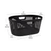 Mind Reader 40L Laundry Basket, Clothes Hamper, Premium Wicker Design, Plastic, Set of 2, Ivory(Black)