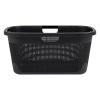 Mind Reader 40L Laundry Basket, Linen Design Clothes Hamper, Plastic Storage Bin with Handles, Ivory(Black)