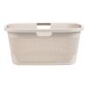 Mind Reader 40L Laundry Basket, Linen Design Clothes Hamper, Plastic Storage Bin with Handles, Ivory(Ivory)