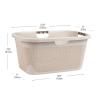 Mind Reader 40L Laundry Basket, Linen Design Clothes Hamper, Plastic Storage Bin with Handles, Ivory(Ivory)