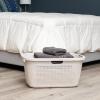 Mind Reader 40L Laundry Basket, Linen Design Clothes Hamper, Plastic Storage Bin with Handles, Ivory(Ivory)