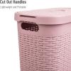 Mind Reader 40L Slim Laundry Hamper, Clothes Basket, Lid, Wicker Design, Plastic, 18″L x 10.4″W x 23.5″H, Set of 2, Pink