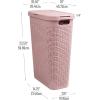 Mind Reader 40L Slim Laundry Hamper, Clothes Basket, Lid, Wicker Design, Plastic, 18″L x 10.4″W x 23.5″H, Set of 2, Pink