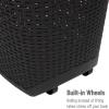 Mind Reader 60L Rolling Laundry Hamper, Clothes Basket, Wheels, Wicker Style, Plastic, 19.5″L x 14.75″W x 29.25″H, Ivory(Black)