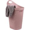 Mind Reader 60L Rolling Laundry Hamper, Clothes Basket, Wheels, Wicker Style, Plastic, 19.5″L x 14.75″W x 29.25″H, Ivory(Pink)