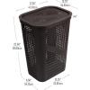 Mind Reader 60L Slim Laundry Hamper, Clothes Basket, Lid, Ventilated, Plastic, 17.25″L x 13.75″W x 23.5″H, Set of 2, Brown