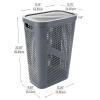 Mind Reader 60L Slim Laundry Hamper, Clothes Basket, Lid, Ventilated, Plastic, Set of 2, Gray(Gray)