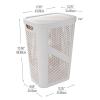 Mind Reader 60L Slim Laundry Hamper, Clothes Basket, Lid, Ventilated, Plastic, Set of 2, Gray(Ivory)
