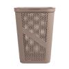 Mind Reader 60L Slim Laundry Hamper, Clothes Basket, Lid, Ventilated, Plastic, Set of 2, Gray(Tan)