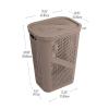 Mind Reader 60L Slim Laundry Hamper, Clothes Basket, Lid, Ventilated, Plastic, Set of 2, Gray(Tan)