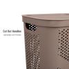 Mind Reader 60L Slim Laundry Hamper, Clothes Basket, Lid, Ventilated, Plastic, Set of 2, Gray(Tan)