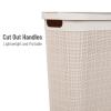 Mind Reader Slim Laundry Hamper with Lid, 40L Clothes Basket, Linen Design, Plastic, Ivory(Ivory)