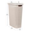 Mind Reader Slim Laundry Hamper with Lid, 40L Clothes Basket, Linen Design, Plastic, Ivory(Ivory)