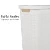 Mind Reader Slim Laundry Hamper with Lid, 40L Clothes Basket, Linen Design, Plastic, Ivory(White)