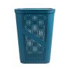 Mind Reader Slim Laundry Hamper with Lid, 60L Clothes Basket, Ventilated Plastic, Navy(Blue)