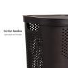Mind Reader Slim Laundry Hamper with Lid, 60L Clothes Basket, Ventilated Plastic, Navy(Brown)