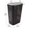 Mind Reader Slim Laundry Hamper with Lid, 60L Clothes Basket, Ventilated Plastic, Navy(Brown)