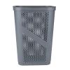 Mind Reader Slim Laundry Hamper with Lid, 60L Clothes Basket, Ventilated Plastic, Navy(Gray)