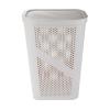 Mind Reader Slim Laundry Hamper with Lid, 60L Clothes Basket, Ventilated Plastic, Navy(Ivory)